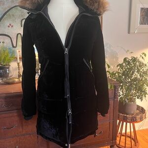Parajumper Special Edition Velvet Jacket with Fur Hood Sz Small women’s